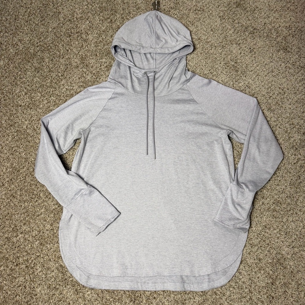 Athleta Womens XL Gray Hooded Pullover Sweatshirt Athleisure Cozy Lightweight